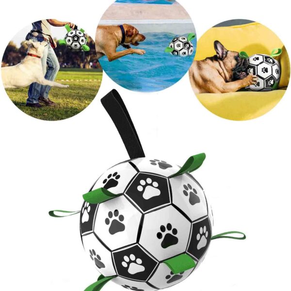 ATUBAN Dog Toys Soccer Ball with Grab Tabs,Interactive Dog Toys for Tug of War,Puppy Birthday Gifts,Dog Tug Toy, Dog Water Toy