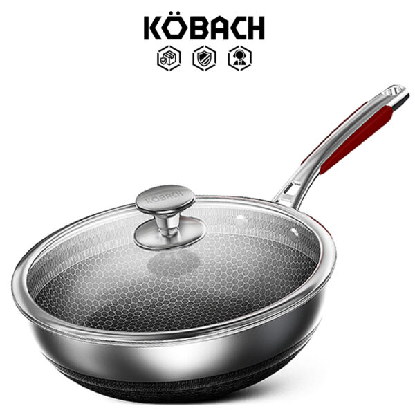 KOBACH Frying Pan 28cm Kitchen Nonstick Pan 316L Stainless Steel Pan Nonstick Wok Electric Induction Pan