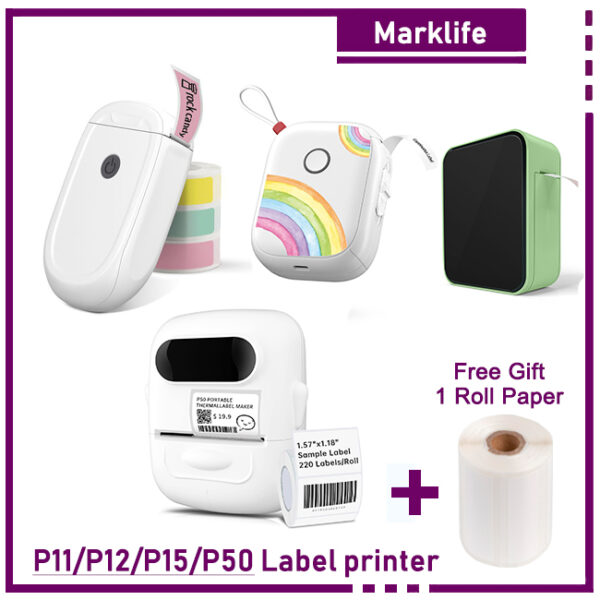Mini Portable Printer HD Photo Bluetooth-Compatible Business Barcode Price Tag Cable Wireless Sticker Thermal Label Printer